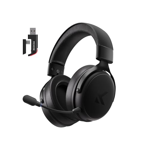 MCHOSE V9 Pro Casque Gaming, Son Surround 7.1, Pilotes Audio 53 mm, Micro Détachable, Bandeau Réglable, Légère, USB-C Filaire, 2.4G / BT sans Fil, pour PC,...