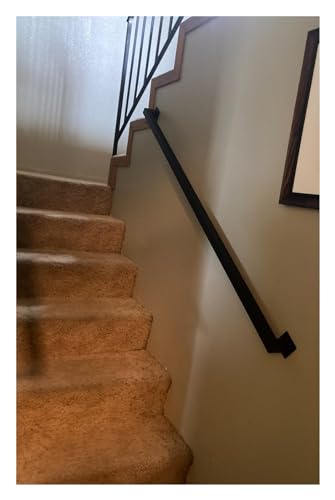 Escalera de metal negro il – 7 m, 6 m, 5 m, 4 m, 3,6 m, 3 m, 2,4 m, 1,8 m, 1,5 m, barras de soporte ajustables para montaje en pared para ancianos y niños, juego completo para escaleras y pasillos