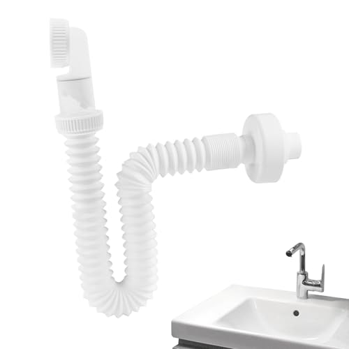 Tubería de fregadero: sifón de drenaje ajustable de ABS para una fácil instalación, conector a prueba de fugas con ajuste flexible, plomería duradera para marinos, vehículos recreativos, baño, lavande