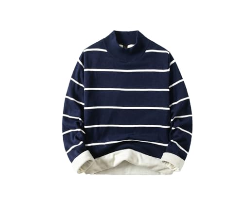 Men's Striped Knitted Sweater Pullover Casual Round Neck Long Sleeve Cotton Knit Sweater