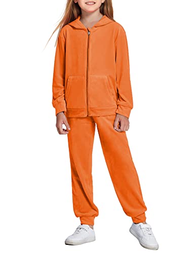 Image of Arshiner 2 Piece Outfits for Girls Kids Velour Tracksuit and Jogger Set