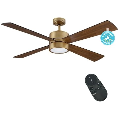 Parrot Uncle Ceiling Fans with Lights and Remote, 52 Inch Gold Ceiling Fan for Bedroom Living Room, Farmhouse Chandelier Outdoor Ceiling Fan with Light Reversible Blades, Ventilador de Techo con Luz Cover
