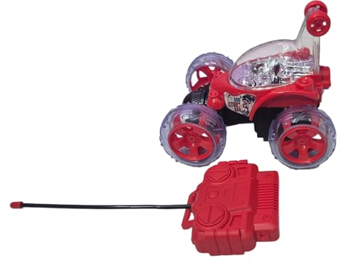 Image of Rechargeable 360 Stunt RC Car - Red High-Speed Remote Control Car with LED Lights & USB Charging - 4WD Tornado Spin & Flip Toy for Kids
