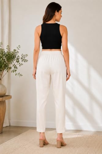 Image of DIGITAL SHOPEE Women Regular Fit Elastic Waist Full Length Cotton Formal Trouser for Casual Wear, Office Wear
