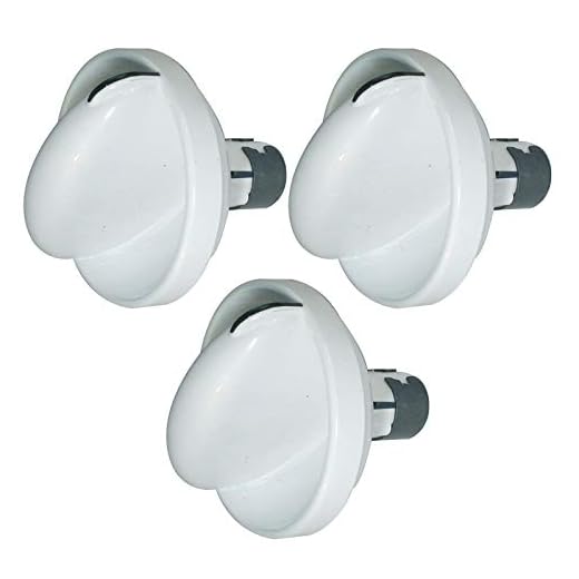 SPARES2GO Vit timer knopp skydd för Gala 1051P, 1061P, 1063P, 1151P, 1161P, 1162P tvättmaskin/tvättmaskin torktumlare (paket med 3)