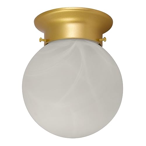 Design House 588764-SG Millbridge Traditional 1-Light Indoor Dimmable Flush Mount Ceiling Light with White Alabaster Glass for Bedroom Dining Room Kitchen, Satin Gold