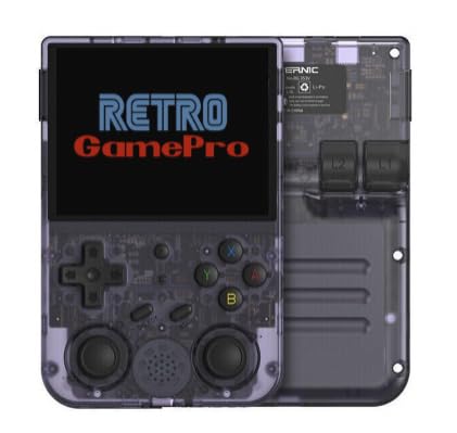 RG353V Handheld Game Console 3.5-Inches Display Dual OS Android 11, Linux System, RK3566 Chip Built-in 16G + 64G TF Card (Transparent Purple)