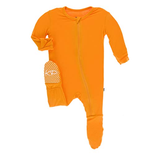 Image of KicKee Pants Solid Footie with Zipper (Apricot - Newborn)