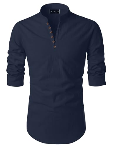 Image of Macsivo Men's Cotton Blend Kurta with Solid Band Collar Full Sleeve Button Closure Regular Fit Curved Hem Length | Kurta for Man | Combo Pack of 2