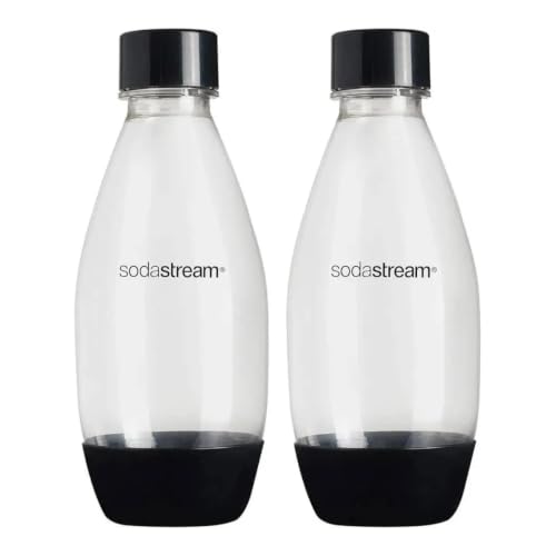 SodaStream Fuse 0.5 Litre Reusable Dishwasher Safe Water Bottles Pack of 2 for Spirit Terra Art and Source Sparkling Water Makers for SodaStream Flavours - 2x 0.5 Litre Water Black