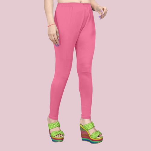 Image of Women's Solid Mid Rise Slim Fit Ankle Length Leggings - Comfortable and Stylish Yoga Pants for Workout, Running and Everyday Wear
