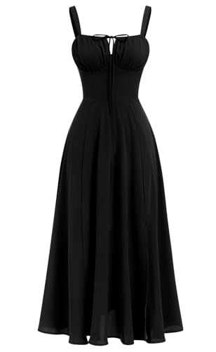 Image of GOLDSTITCH Women's Floral Midi Corset Dress Boho Flowy Slit Dresses for Women Going Out A Line Casual Sundress