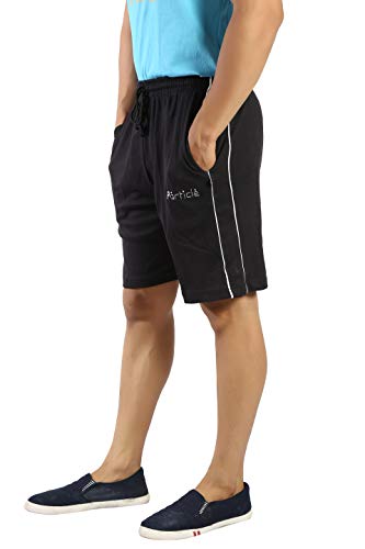 Image of Particle Men's Plus Size Bermuda Lounge Shorts | 230 GSM Ribbed Cotton | Half Pants with Twin Piping | Home, Walk, Travel & Casual Wear | XL to 5XL | Waist 34-52 Inch | 5 Colours