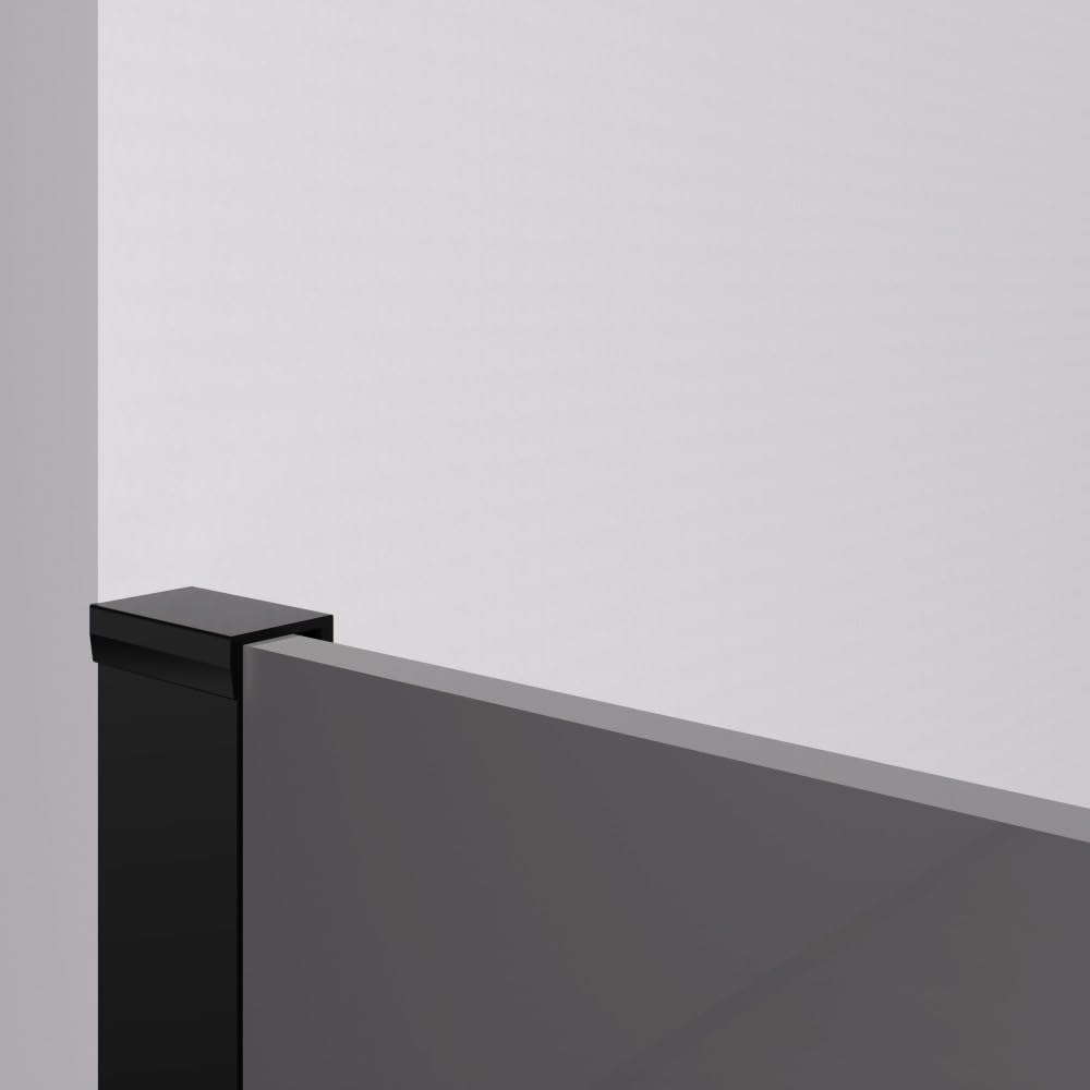 Auria Box Doccia Walk In 90 cm h200 - Cristallo Temperato Fumé 8mm Anticalcare con Profilo e Barra di Sostegno in Alluminio Nero Opaco ad Installazione Reversibile - Mod. Cleò