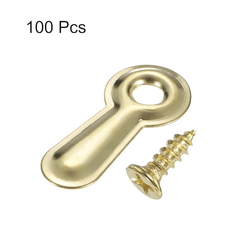 Image of HARFINGTON 100Pcs Picture Frame Backing Hardware Clips with 100Pcs Screws Photo Frame Turn Button Fasteners Picture Turn Backing Clips for Craft Hanging Pictures, Gold
