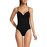 Lands' End Women's Sculpting Suit Targeted Control Draped One Piece Swimsuit 10 Black