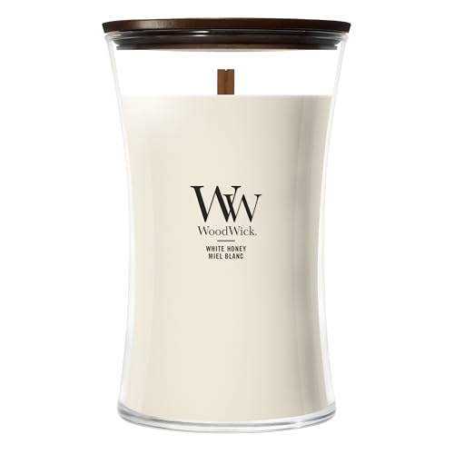 WoodWick Duftkerze | GroĂźe Hourglass-Kerze | White Honey | Perfekte Geschenke fĂĽr Frauen