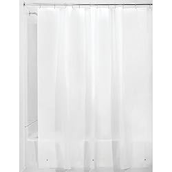 Telas Cortinas Livianas iDesign Cortinas de ducha de tela, impermeables, resistentes al moho, 183.0 cm x 183.0 cm, Frost White