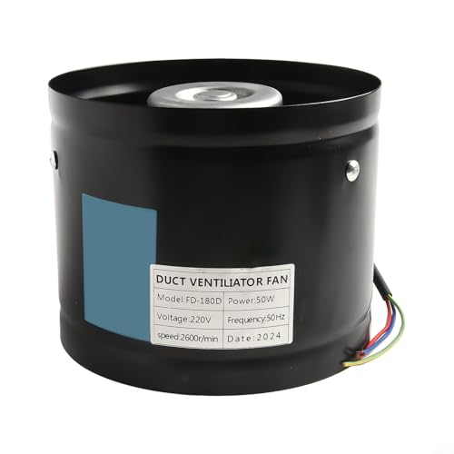 FUANA Eficiente extractor de humo, 180 mm de diámetro, perfecto para restaurantes y cafeterías (negro)