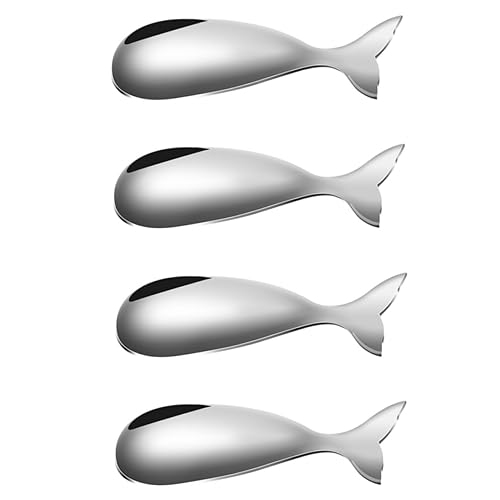 ULTECHNOVO 4 Piezas Cuchara Para Helado De Acero Inoxidable Cucharón Cucharas Cubiertos Cucharas Para Servir Cucharada De Sopa Cucharas De Sandía Cucharas De Helado Silver