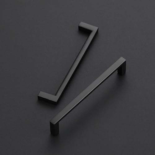 Image of Ravinte 20 Pack Matte Black Cabinet Pulls, 5 Inch (128mm) Hole Center Slim Kitchen Handles, Square Drawer Pulls for Cabinets & Cupboards, Hardware