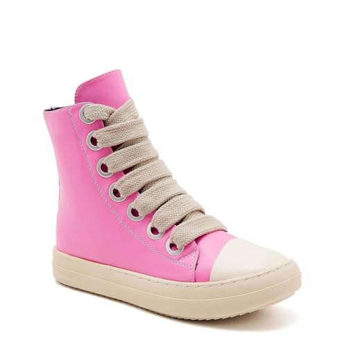 Image of Womens High Top Sneakers Jumbo Lace-up Platform Comfort Trainers Thick Soles Walking Casual Shoes