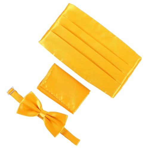 Juego de faja, moño y pañuelo para hombre amarillo