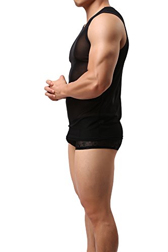 ONEFIT Men's See Through Fishnet Clubwear T-Shirt Undershirt Tank Top Vest4