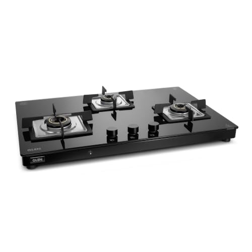 Image of Glen Ultra Slim Premium LPG Gas Stove 3 Burner | 8 MM Thick Toughened Glass Top | Auto Ignition | 1 Jumbo Forged Brass Burner | 2 years standard and 5 years glass Warranty | 1037USTNAI