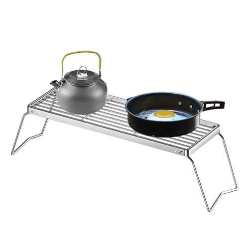Grill Rack Faltbarer Kochständer tragbares Kochnetzwerkzeug mit Feuerstelle Herdkompatibilität, Leichte -Oberfläche für Garten sammeln Rucksackfischerei -Gemüse Pilz Huhn