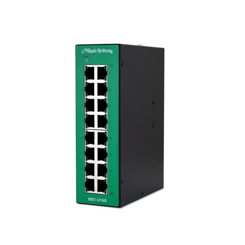 Image of MS1-U16G Industrial Ethernet Switch, 16-Port Gigabit, Metal Housing, DIN-Rail Mount, 1.97x6.43x4.72 inch, 1.94 lb, 12-48VDC
