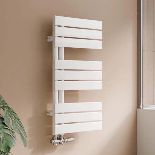 S'AFIELINA Radiador de diseño para baño, toallero Blanco, Panel Plano, Conexión Central, 762x400mm, radiador para baño, secador de Toallas, 342 vatios（Válvula no incluida）