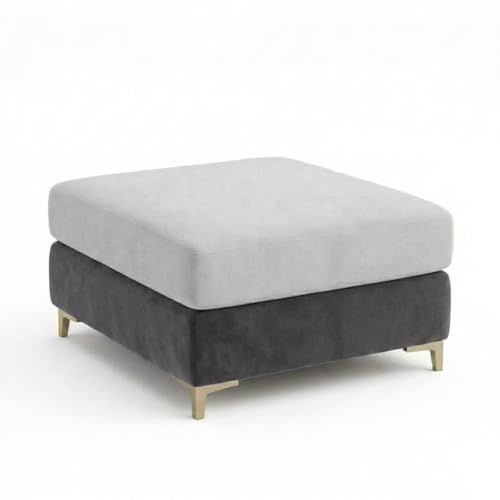 Image of Juliet Rich 4 Seater L Shape Sofa Set with Movable Ottomans | Flexible Layout | Velvet Suede Fabric | Golden Aesthetic Legs | Dual Tone Modern Sofa for Living Room (Dark Grey-Light Grey)