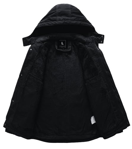 Image of L'MONTE Men's Imported Heavy-Duty Winter Jacket - 100% Cotton Coat with Fleece Lining, Detachable Hood & Multiple Pockets - Windproof, Warm, Stylish for Outdoor & Casual Winter Wear