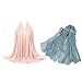 Muslim Wrinkles Pearl Chiffon Hijab Head Scarf Women Solid Bubble Wrap Shawls Long Hejab Shawls (Pink+Green)