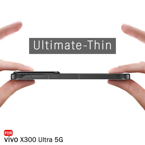 Image of TheGiftKart Hybrid Ultimate Slim Back Case Cover for Vivo X300 Ultra 5G | Lightweight Profile | Hard Back Case Cover for Vivo X300 Ultra 5G (PC & TPU, Metal Camera Ring, Leather Texture Finish, Black)