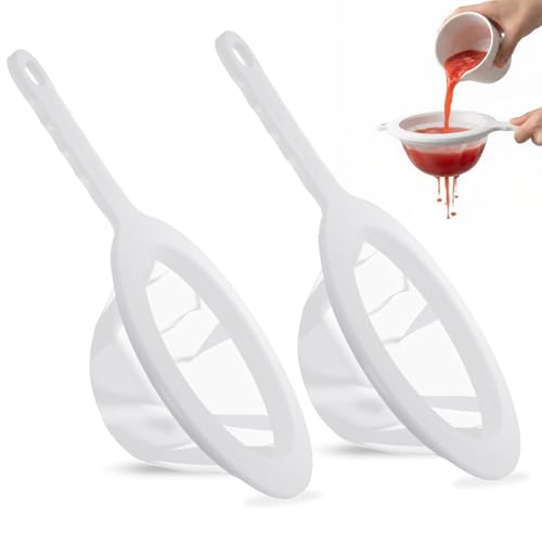 Matwsec 2 Stück Feines Sieb Haarsieb Küche Sieb Fein 120/200 Mesh Nylon Strainer für Saft Milch Kaffee Filtration