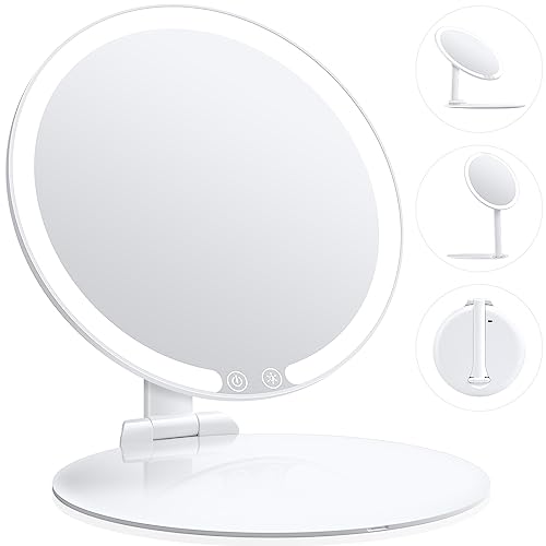 Wrsngh Travel Makeup Mirror With Lights, Vanity Mirror With 3 Color Lighting Modes, Rechargeable 2000Mah Batteries, Portable Lighted Makeup Mirror, Adjustable Brightness, Touch Control, Gifts For Her #TOP11