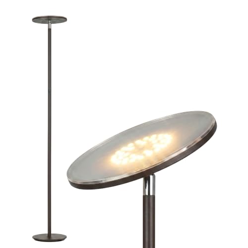 Image of Brightech Sky LED Floor lamp, Torchiere Super Bright Floor Lamp for Living Room Decor & Office - Dimmable, Tall Standing Lamp with Warm Light for Bedroom & Reading - Bronze