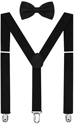 habibee Solid Color Mens Suspender Y Shape with Strong Clips Adjustable Braces