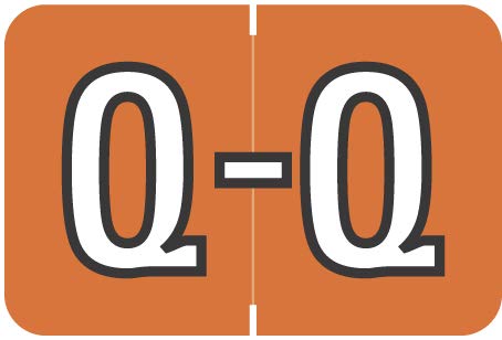 Doctor Stuff - File Folder Labels, Alphabet Letter Q, Barkley/Sycom FABKM - BRAM Series Compatible Alpha Stickers, Orange, 1" x 1-1/2", 500/Roll