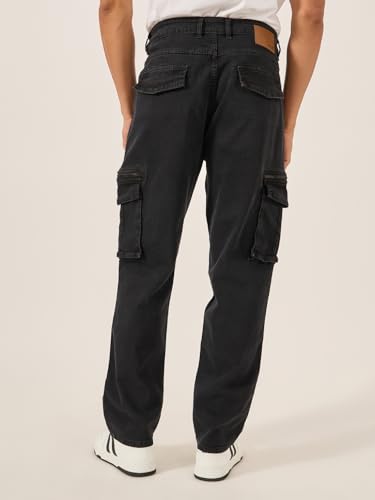 Image of Styli Men Overdyed Cargo Pants Black