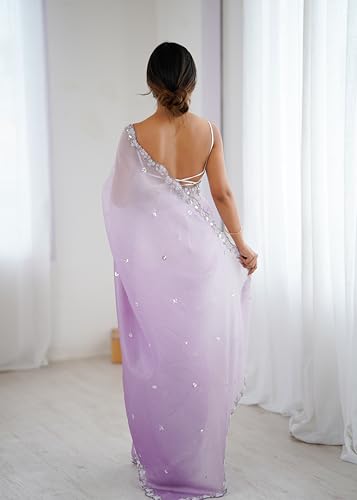 Image of Women's Chiffon Embellished Saree With Unstitched Blouse Piece