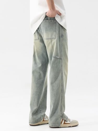 Jeans Pants Trousers Denim Spring/Summer Versatile Loose Water Washed Vintage Men's High Street Handsome Straight2