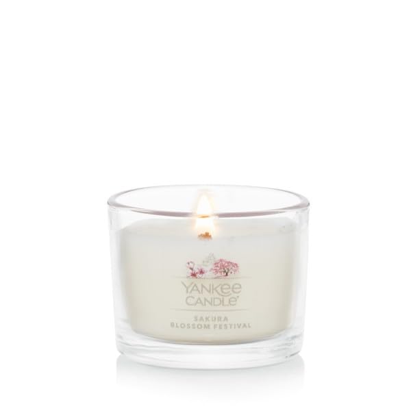 Image of Yankee Candle Mini Jar, Sakura Blossom Festival Scented Candles, Premium Soy Wax Blend for Long Lasting Home Fragrance and Stress Relief, Gift Set for Women and Men, 1.3 Ounce (Pack of 12)