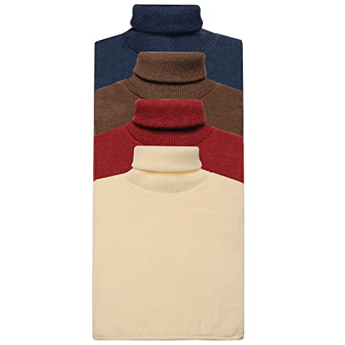 HAMPTON DIRECT Unisex Fake Turtleneck Dickies Dickie Collar Set of 4 - Regular - Navy/Brown/Burgundy/Cream