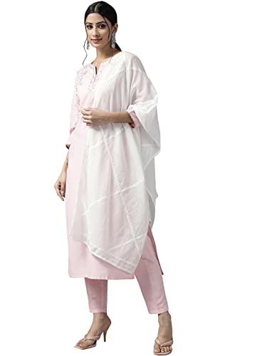 Ada Hand Embroidered Indian Chikankari White Cotton Stole Dupatta Scarf for Women & Girls A511209