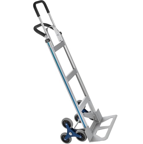 TREPPE Carro Sube Escaleras 150 kg – Aluminio + Acero, Ruedas Triangulares Antideslizantes, Asas Dobles Ergonómicas, Plataforma 45 × 23 cm – Ideal para Escaleras, Compras y Almacenaje