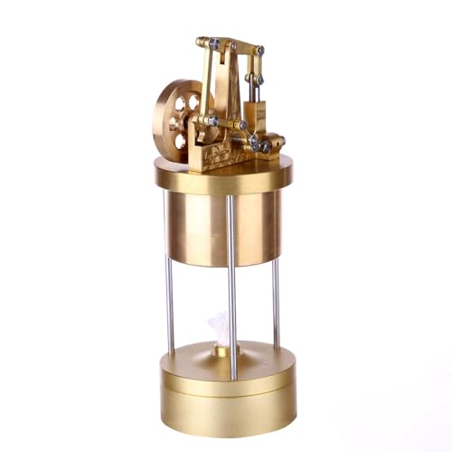 Steam Engine Model Kit, 5 x 5.5 x 14CM Mini Pure Copper Verticle Type Steam Engine Model Creative Gift Set