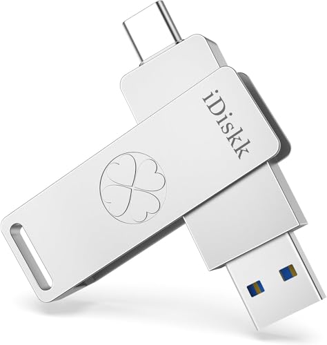 iDiskk 256GB Dual USB C Flash Drive 500MB/s for iPhone Android PC Gen2 SSD